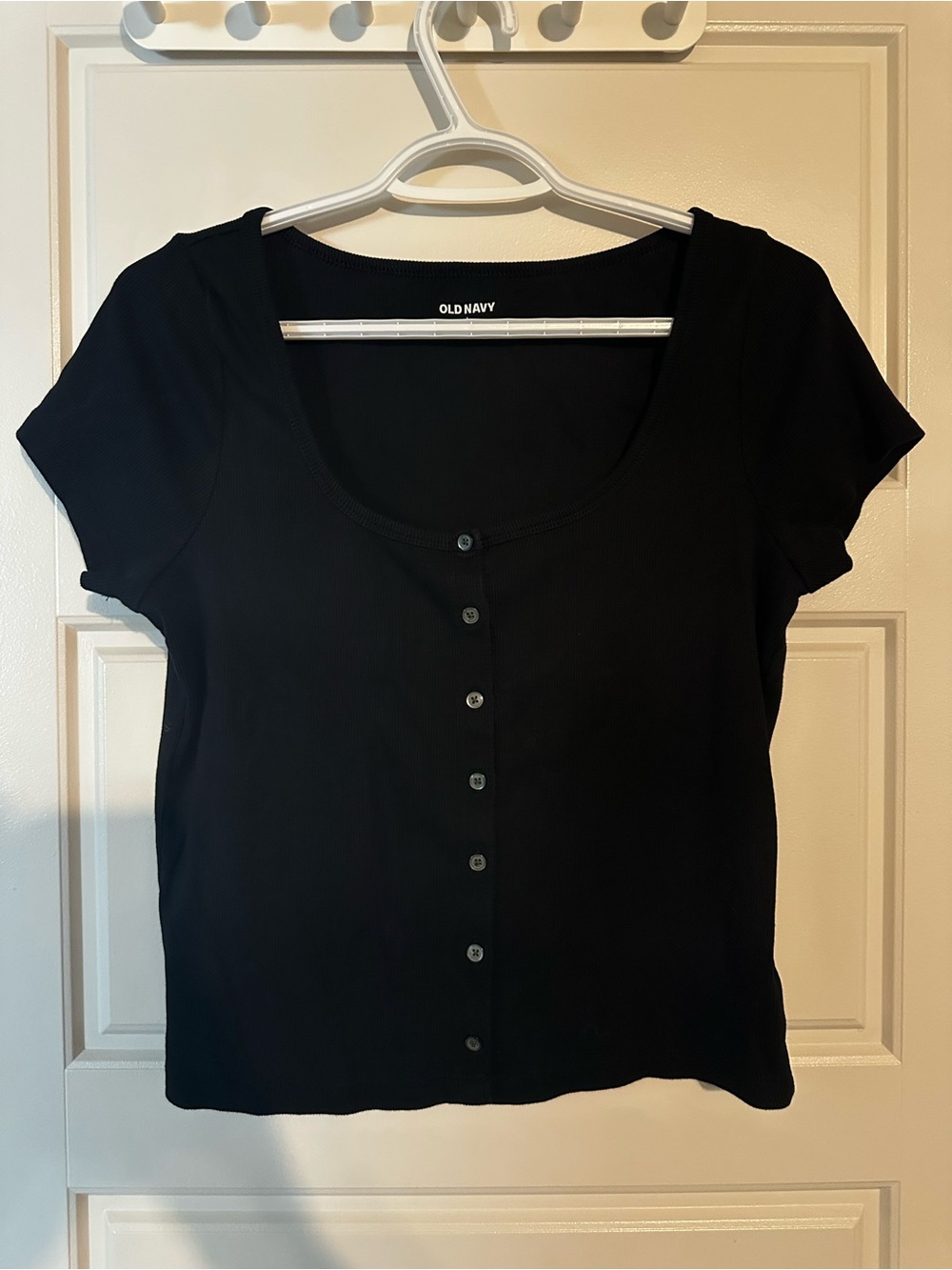 Old Navy Black Button-Front Scoop Neck Crop Top
